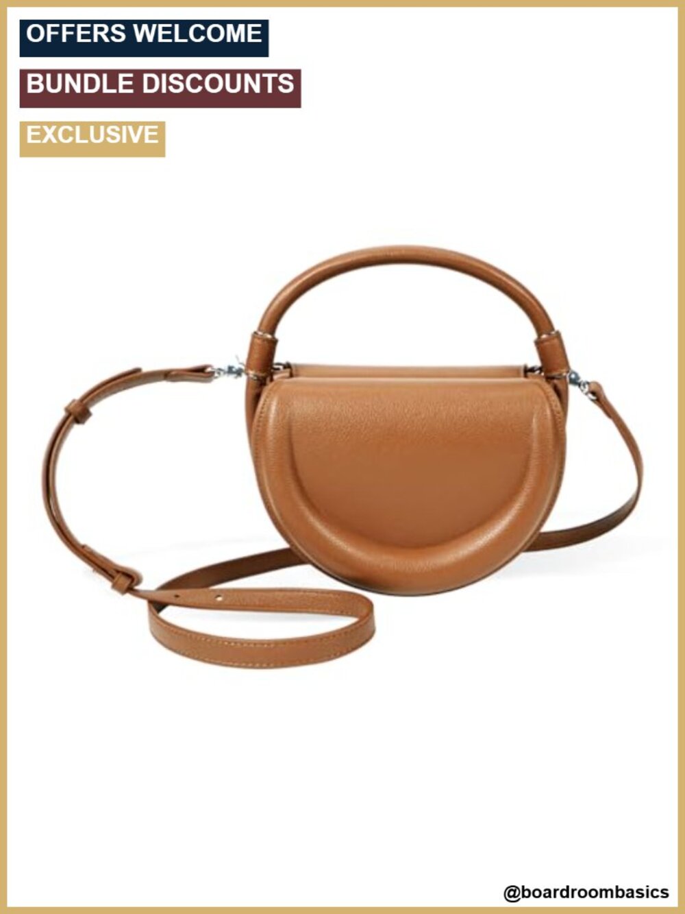 Handmade Vegan Leather Crossbody Bag Half-Moon Top-Handle Women's Purse